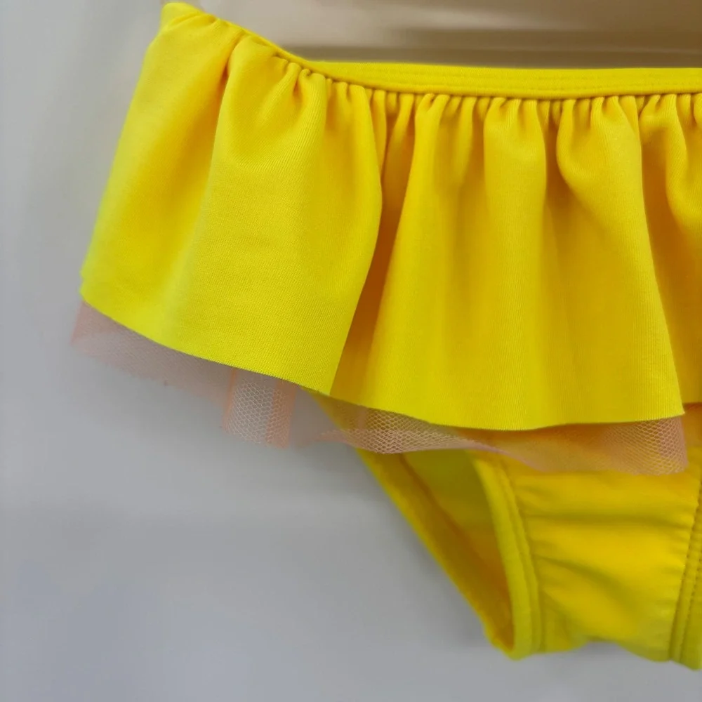 Cat & Jack Butterfly Swimsuit Kids 5T Yellow Ruffle Two Piece Bikini Summer Pool
